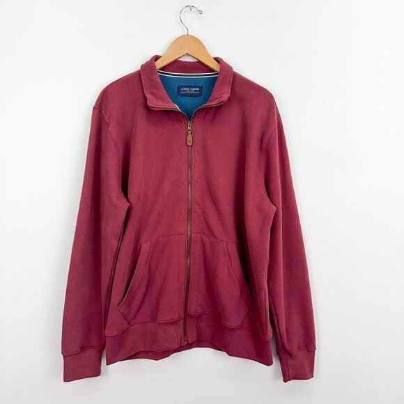 Joseph Turner Yorkshire Full Zip Jersey Sweatshirt in Dark Pink Red - Picture 2 of 11